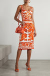 midi skirt in charmeuse maiolica print