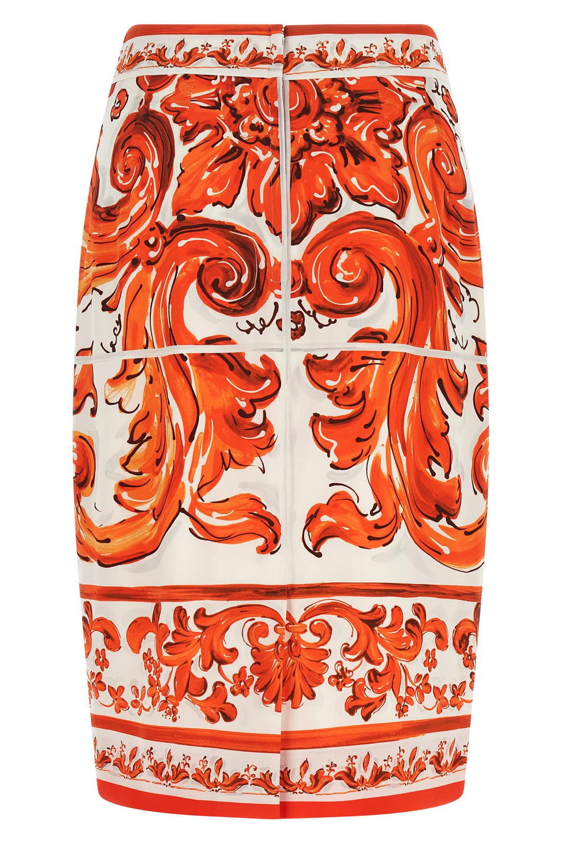 DOLCE &amp; GABBANA 44 midi skirt in charmeuse maiolica print