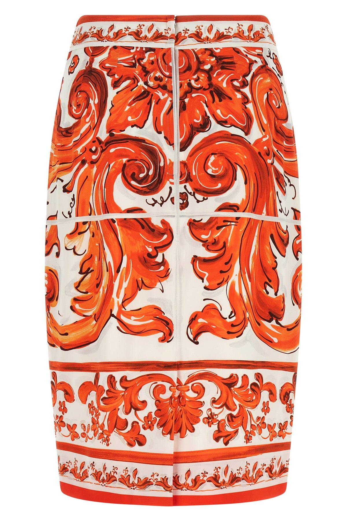 midi skirt in charmeuse maiolica print