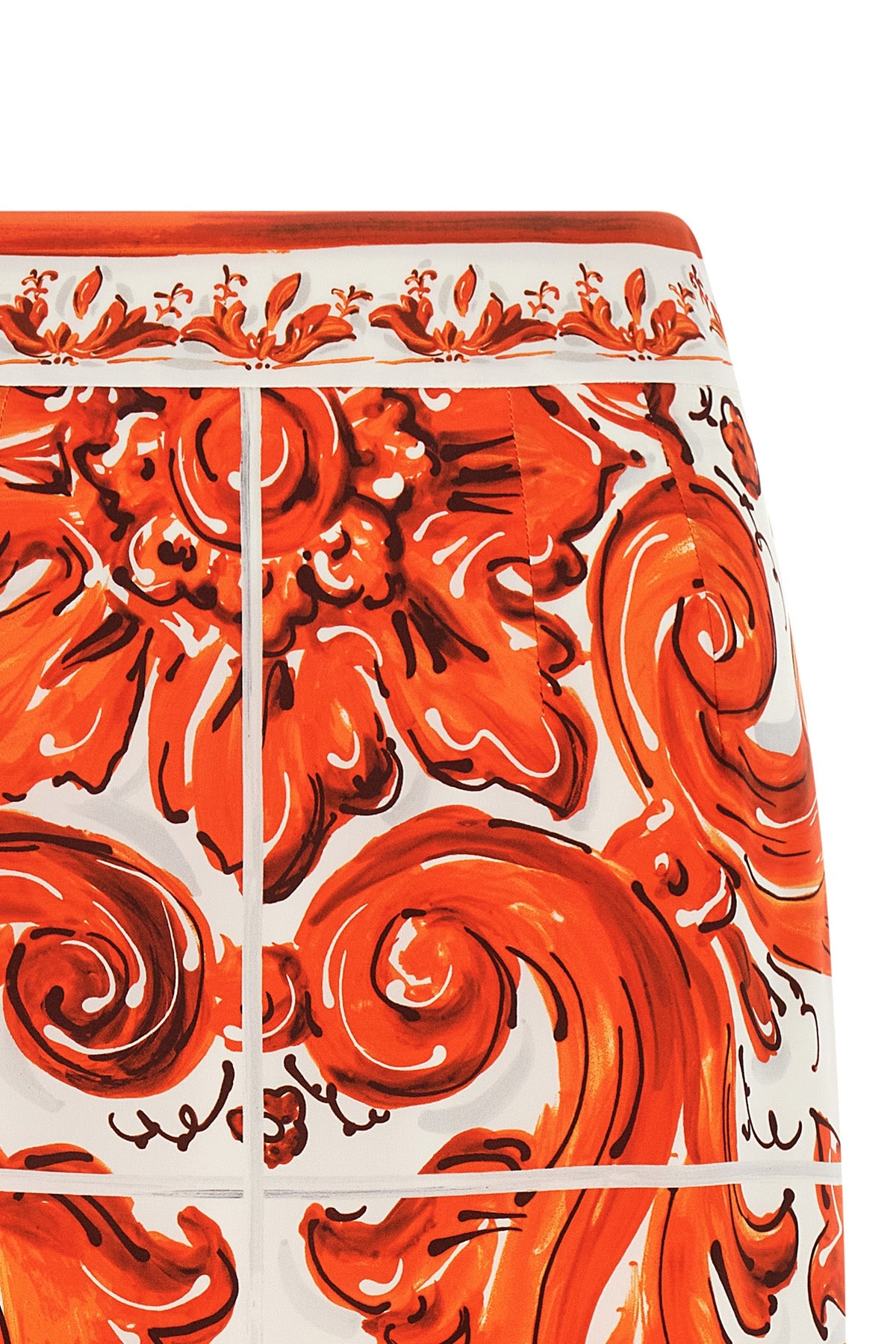midi skirt in charmeuse maiolica print