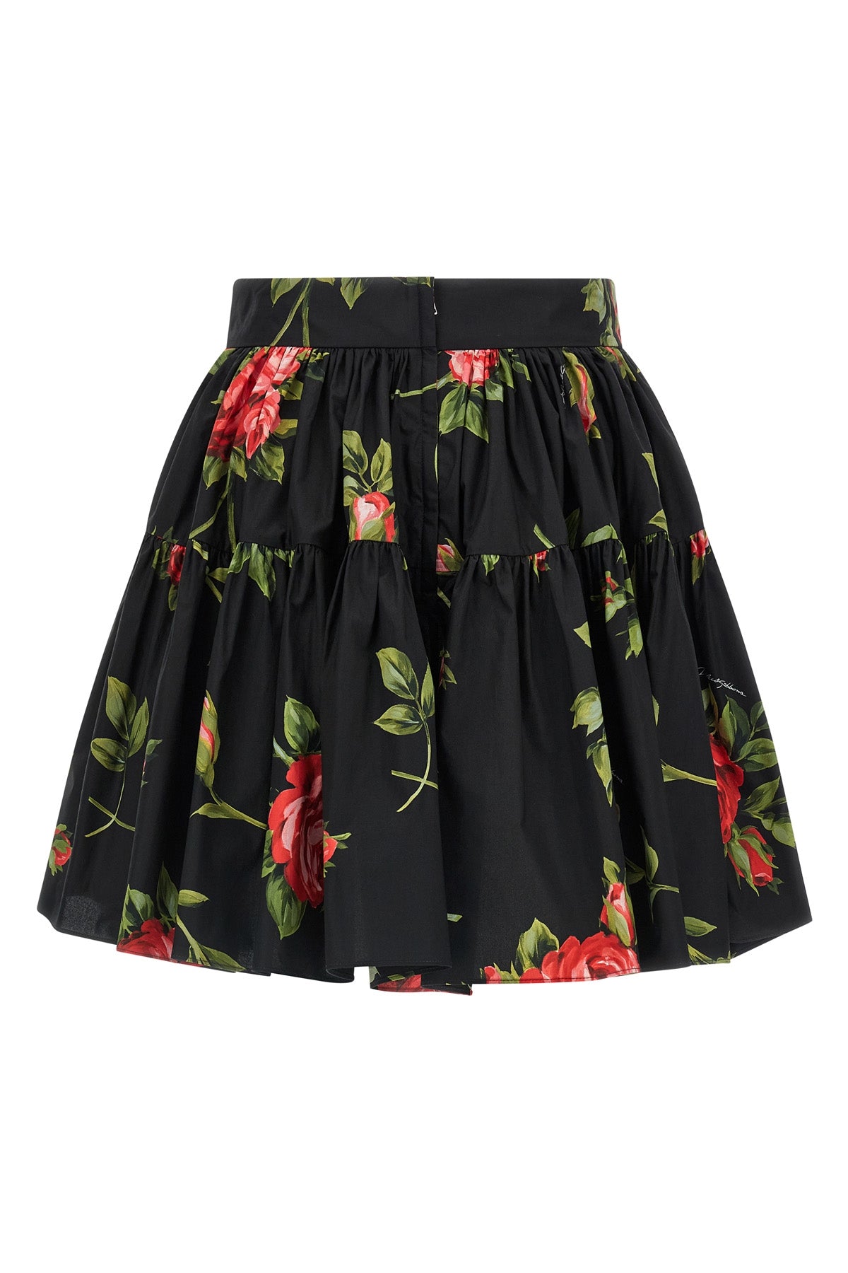 bouquet rose print cotton mini skirt