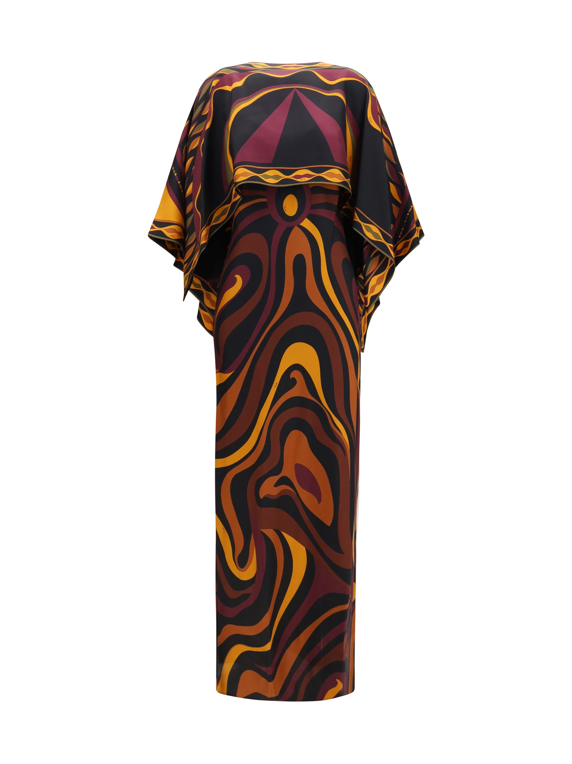 silk dress with shoulder cape