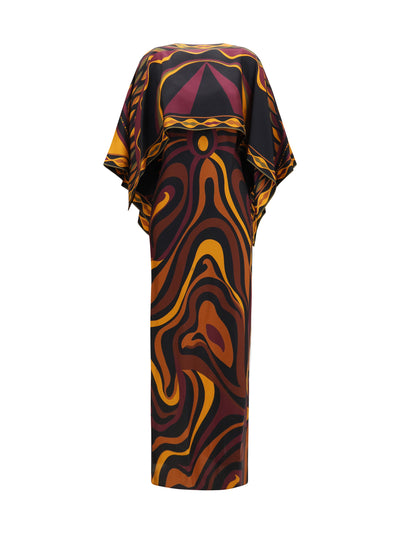 silk dress with shoulder cape