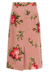 bouquet rose print silk midi skirt