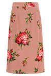 bouquet rose print silk midi skirt