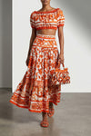 long skirt in maiolica print poplin
