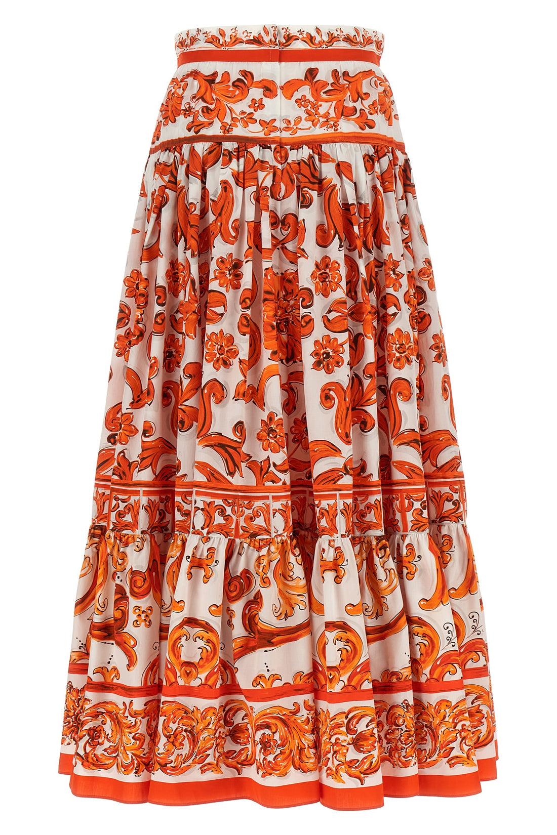 DOLCE &amp; GABBANA 38 long skirt in maiolica print poplin