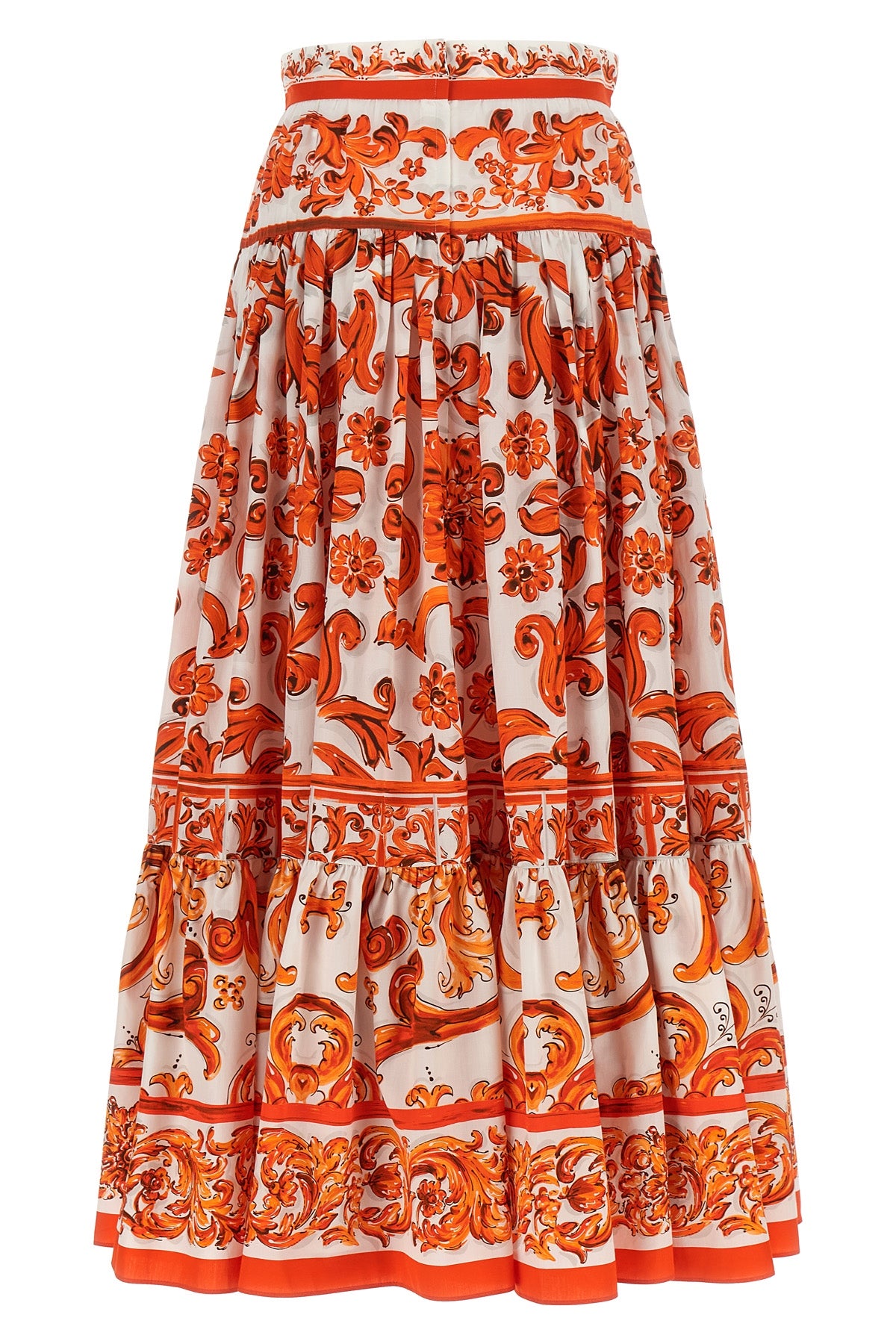 long skirt in maiolica print poplin