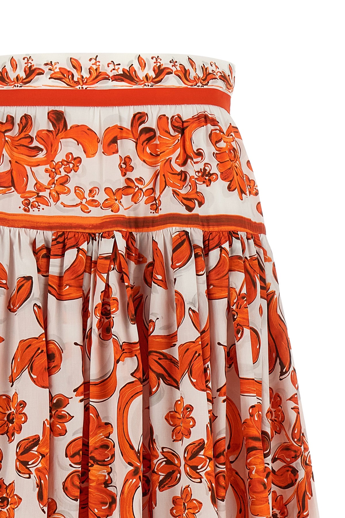 long skirt in maiolica print poplin