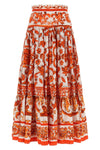 long skirt in maiolica print poplin