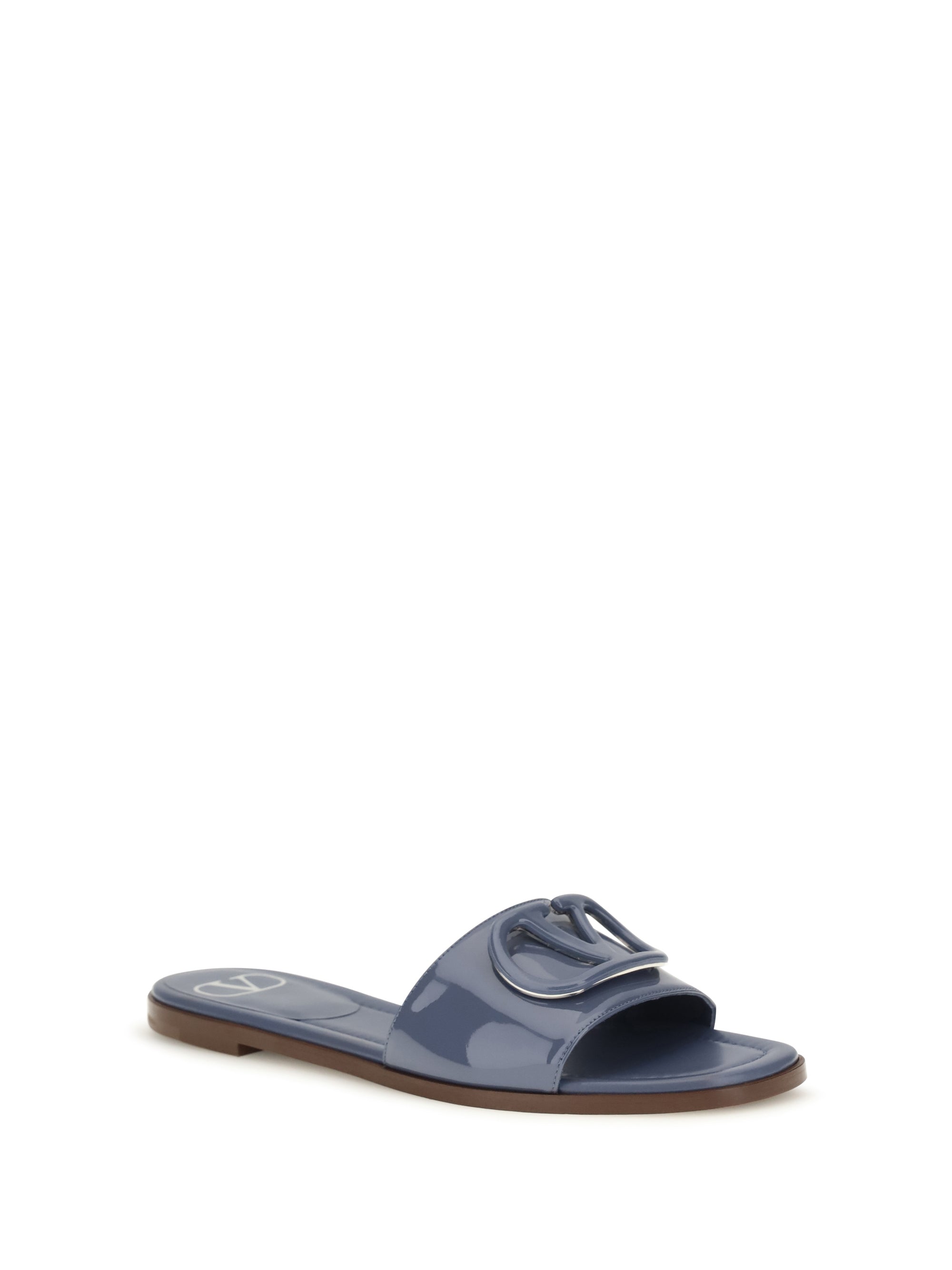 vlogo patent leather slide sandals