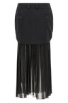 cotton twill midi skirt