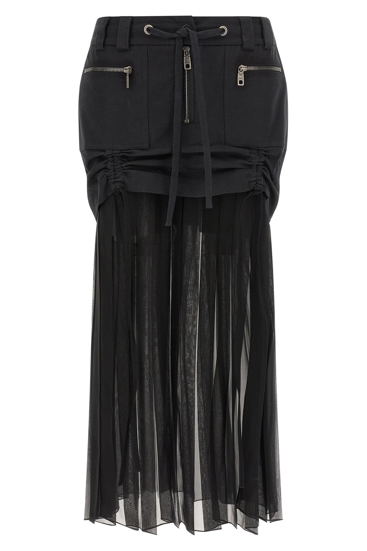 cotton twill midi skirt