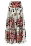 long skirt in all-over mazzo di fiori print cotton poplin