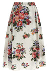 midi skirt in all-over mazzo di fiori print cotton poplin