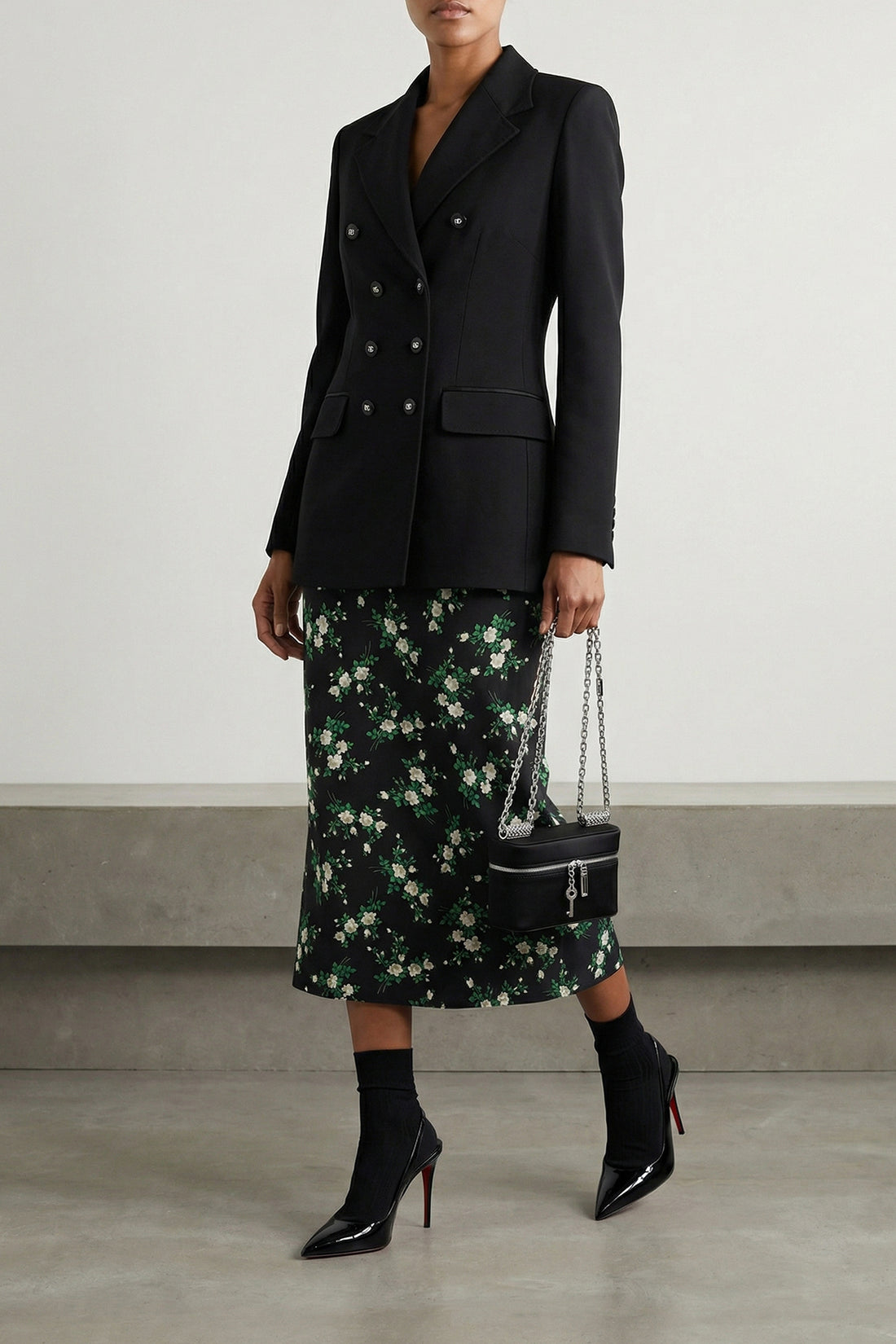DOLCE &amp; GABBANA 38 fiorellini print silk midi skirt