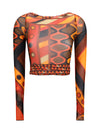 vivara-print tulle crop top