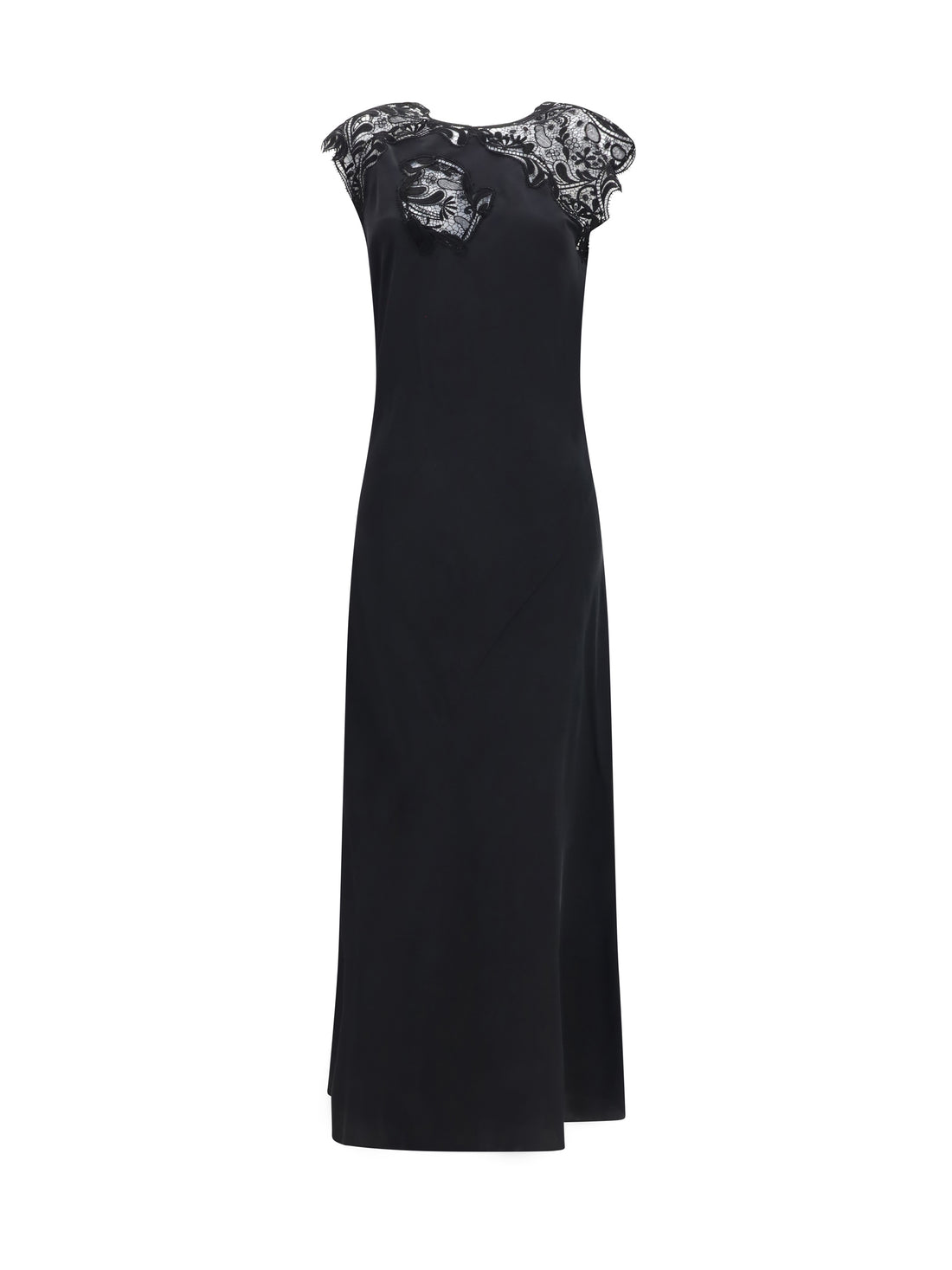 FERRAGAMO 42 silk dress with lace 
