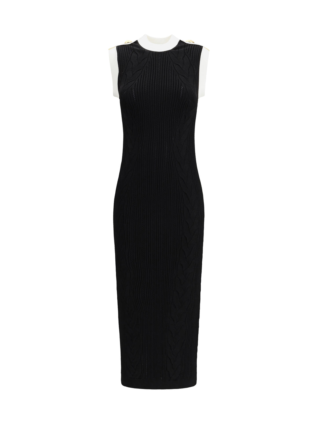 BALMAIN 36 sleeveless torsade knit long dress