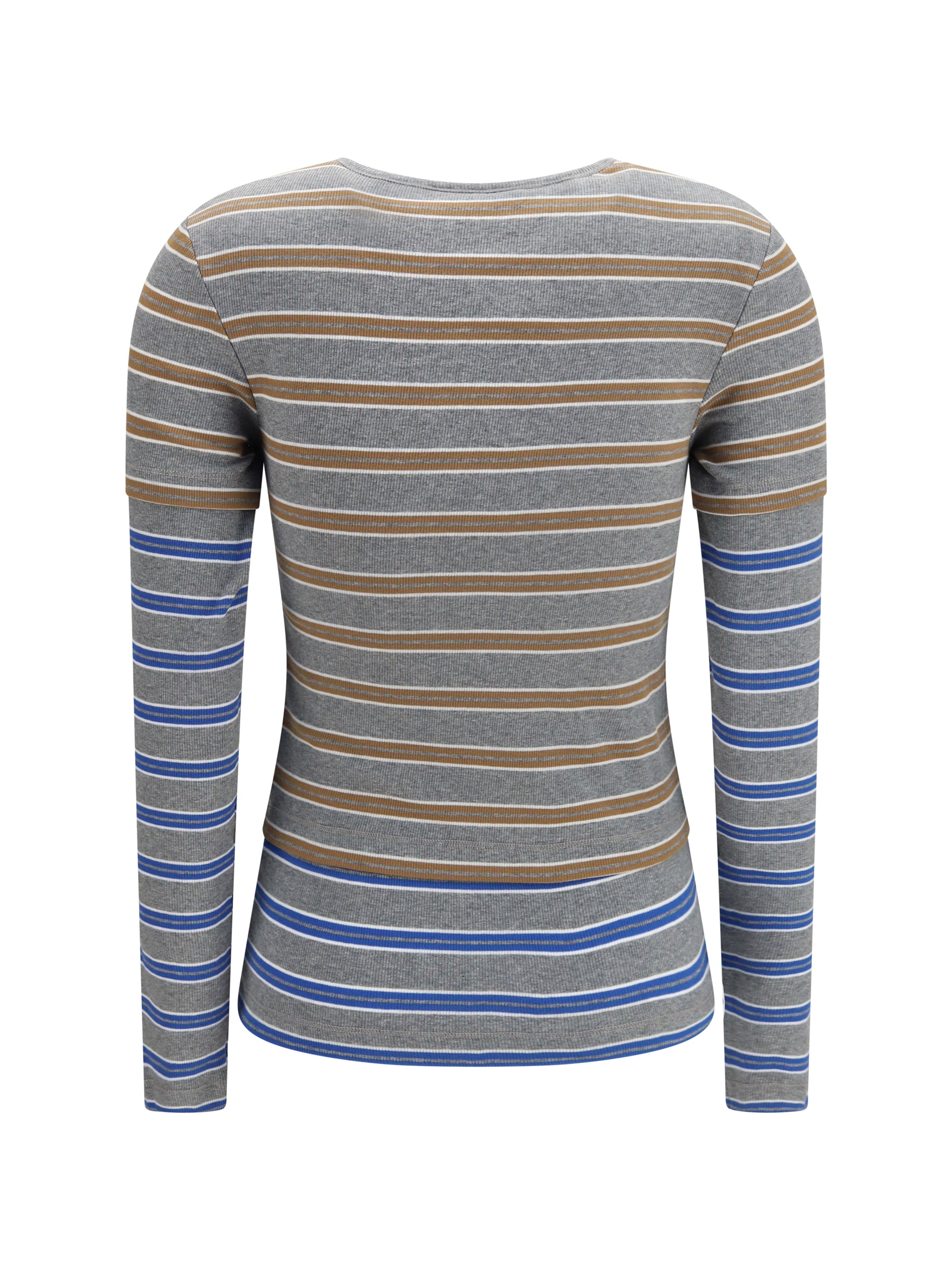 double-sleeve striped cotton t-shirt
