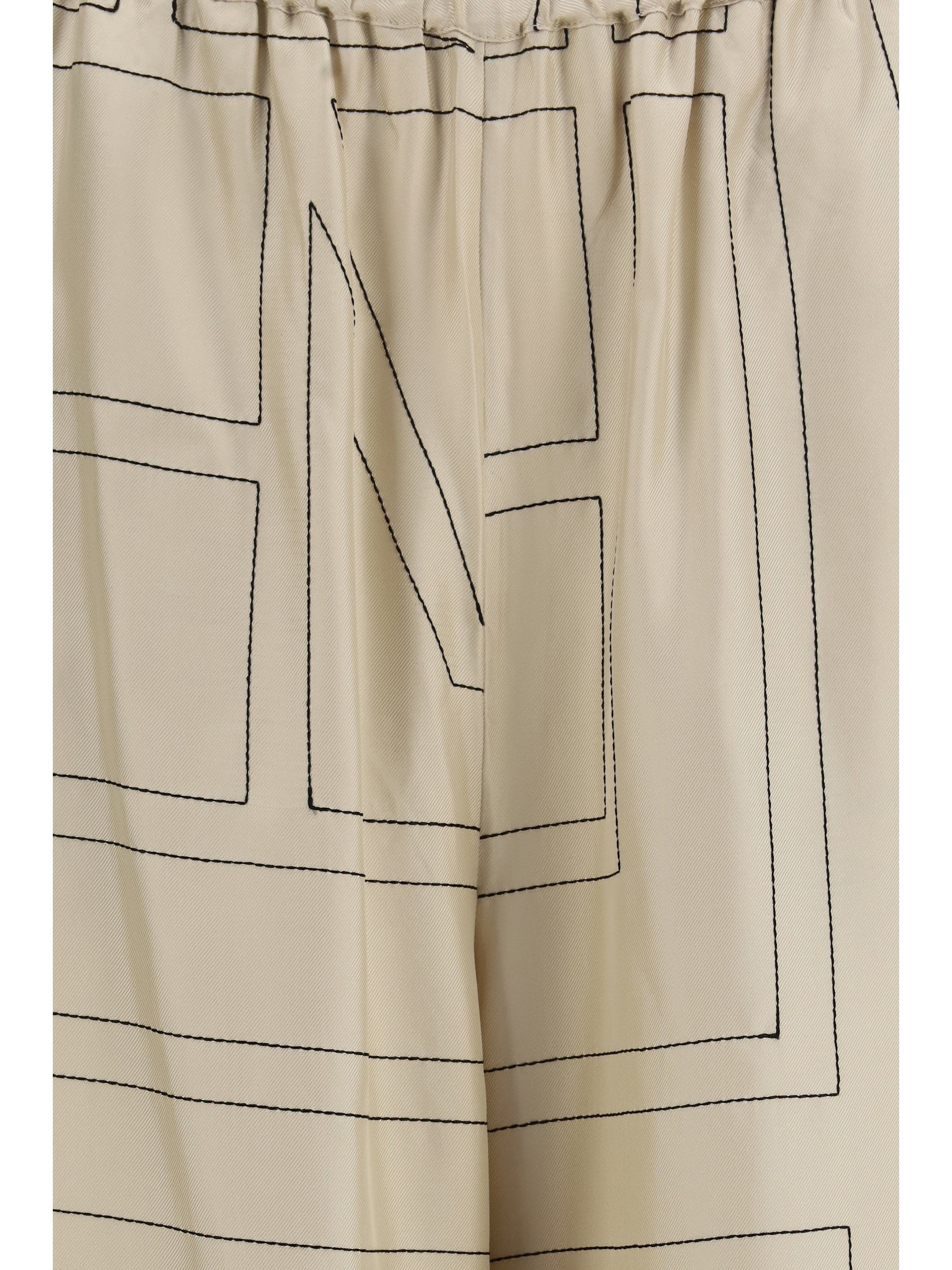 silk monogram pants