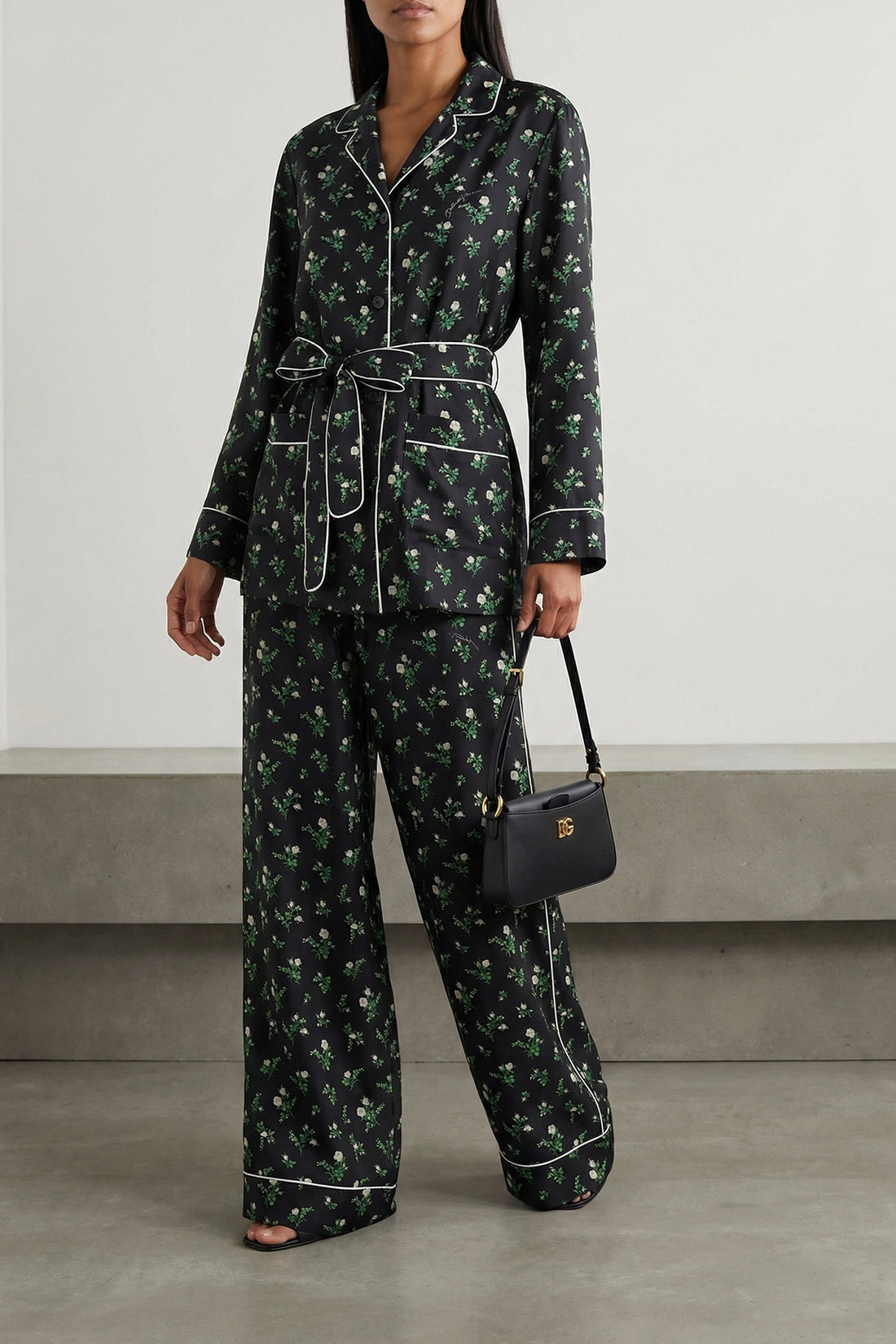 DOLCE &amp; GABBANA 40 roselline and mughetti print silk twill shirt