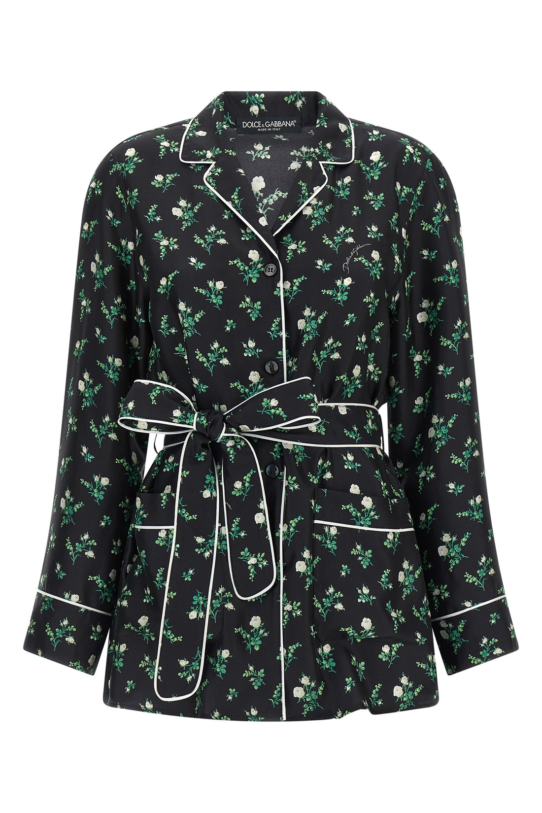 DOLCE &amp; GABBANA 40 roselline and mughetti print silk twill shirt