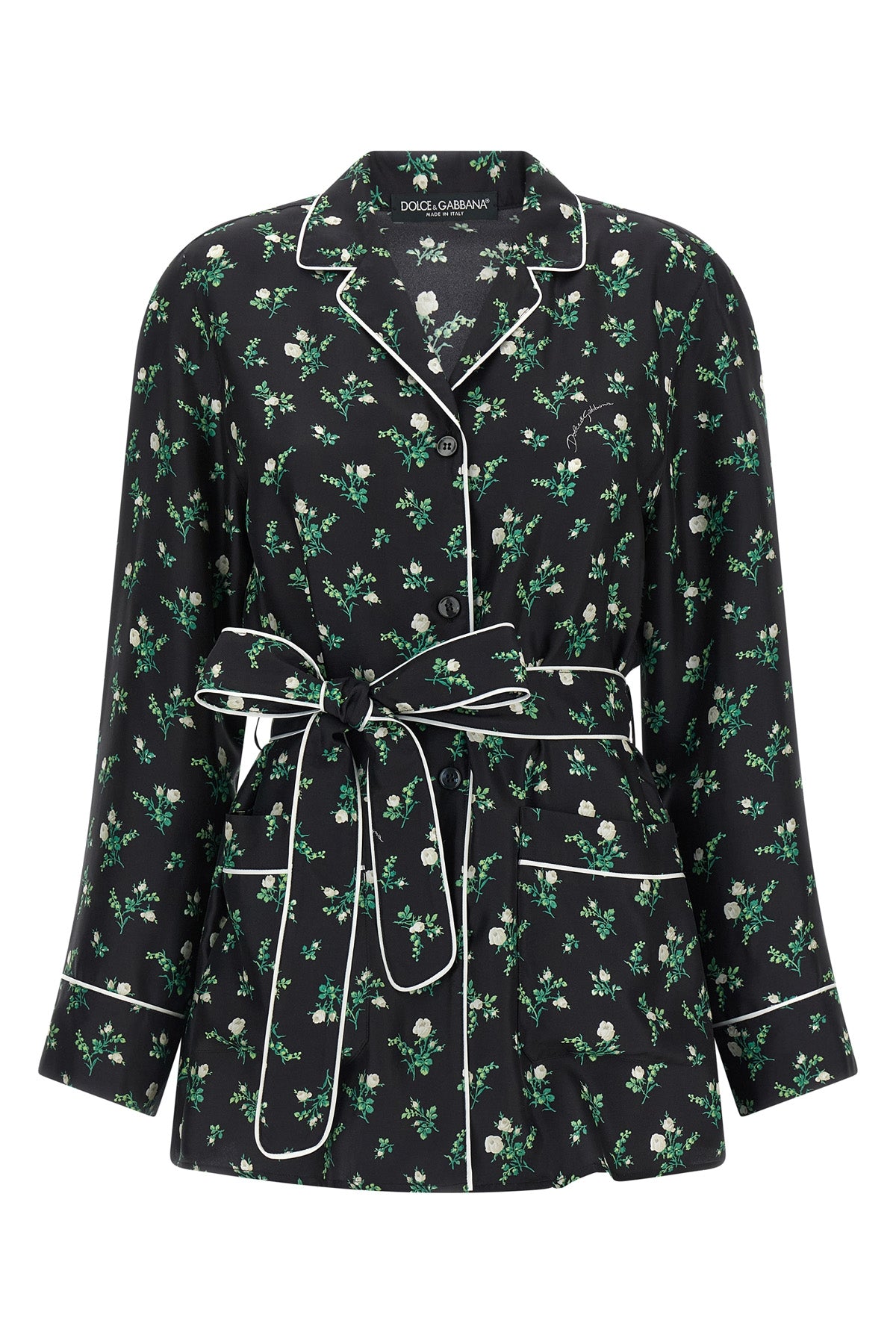 roselline and mughetti print silk twill shirt