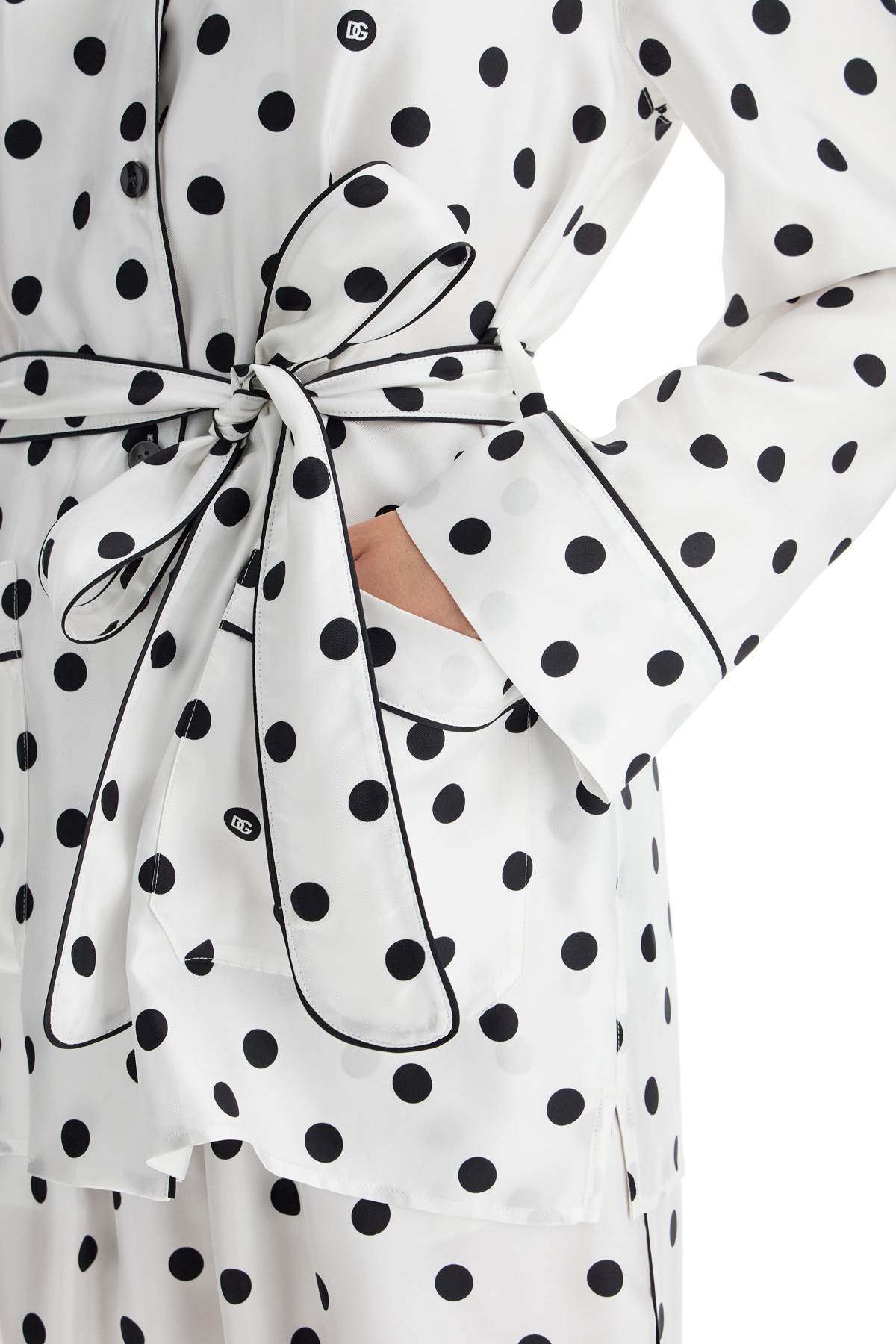 silk polka dot pajama shirt