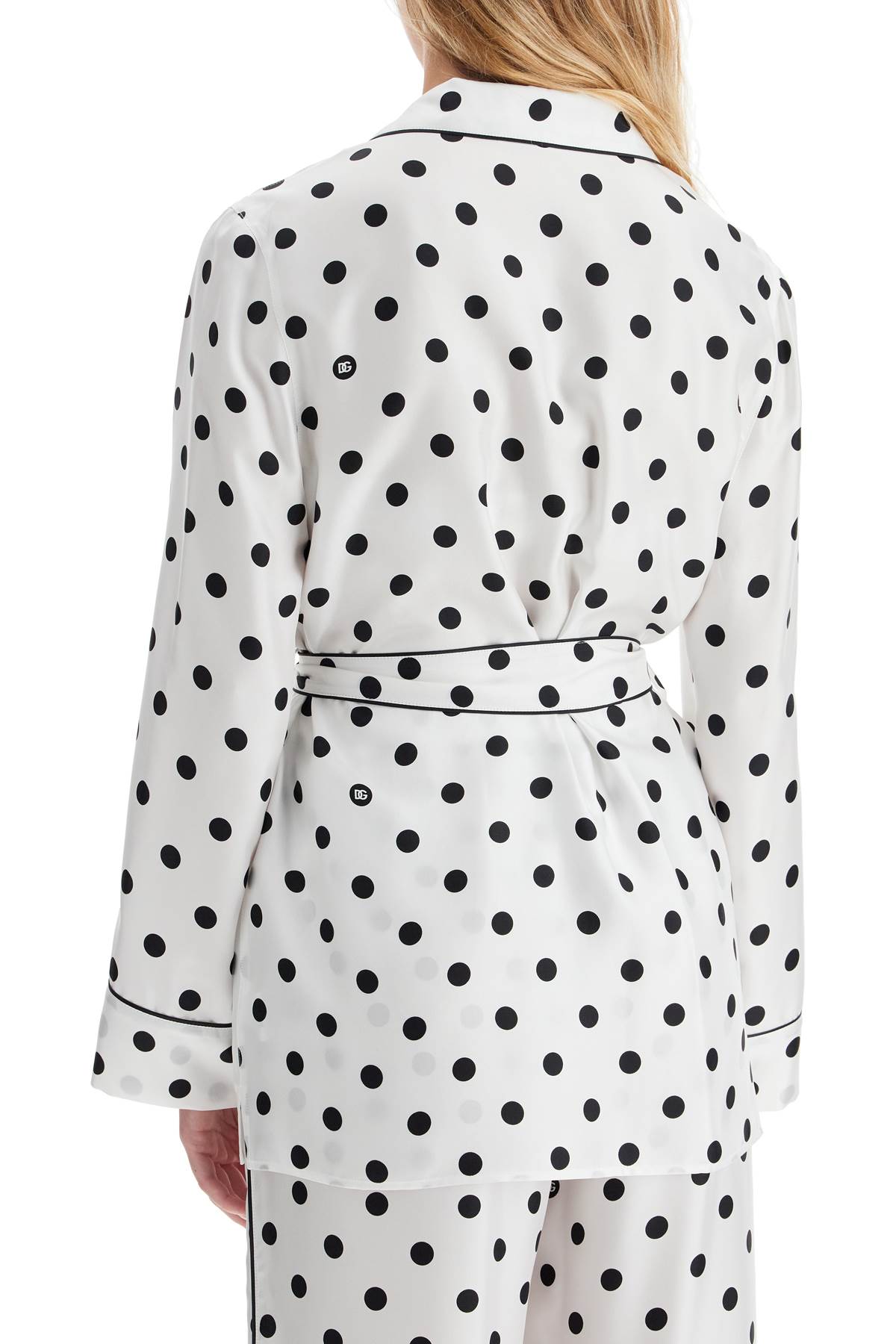 silk polka dot pajama shirt