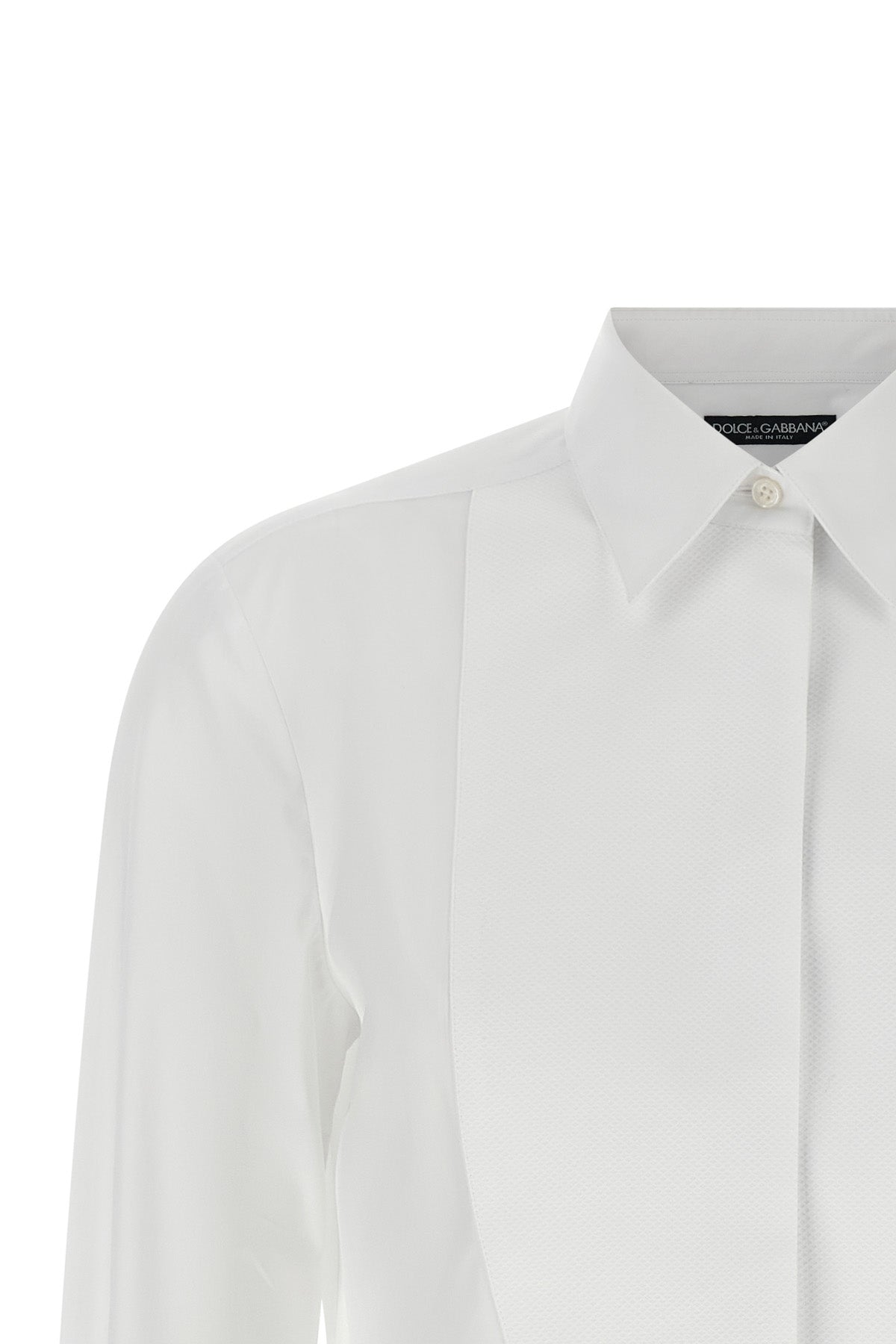 the dolce&gabbana shirt stands out for its rigorous tuxedo-inspired construction