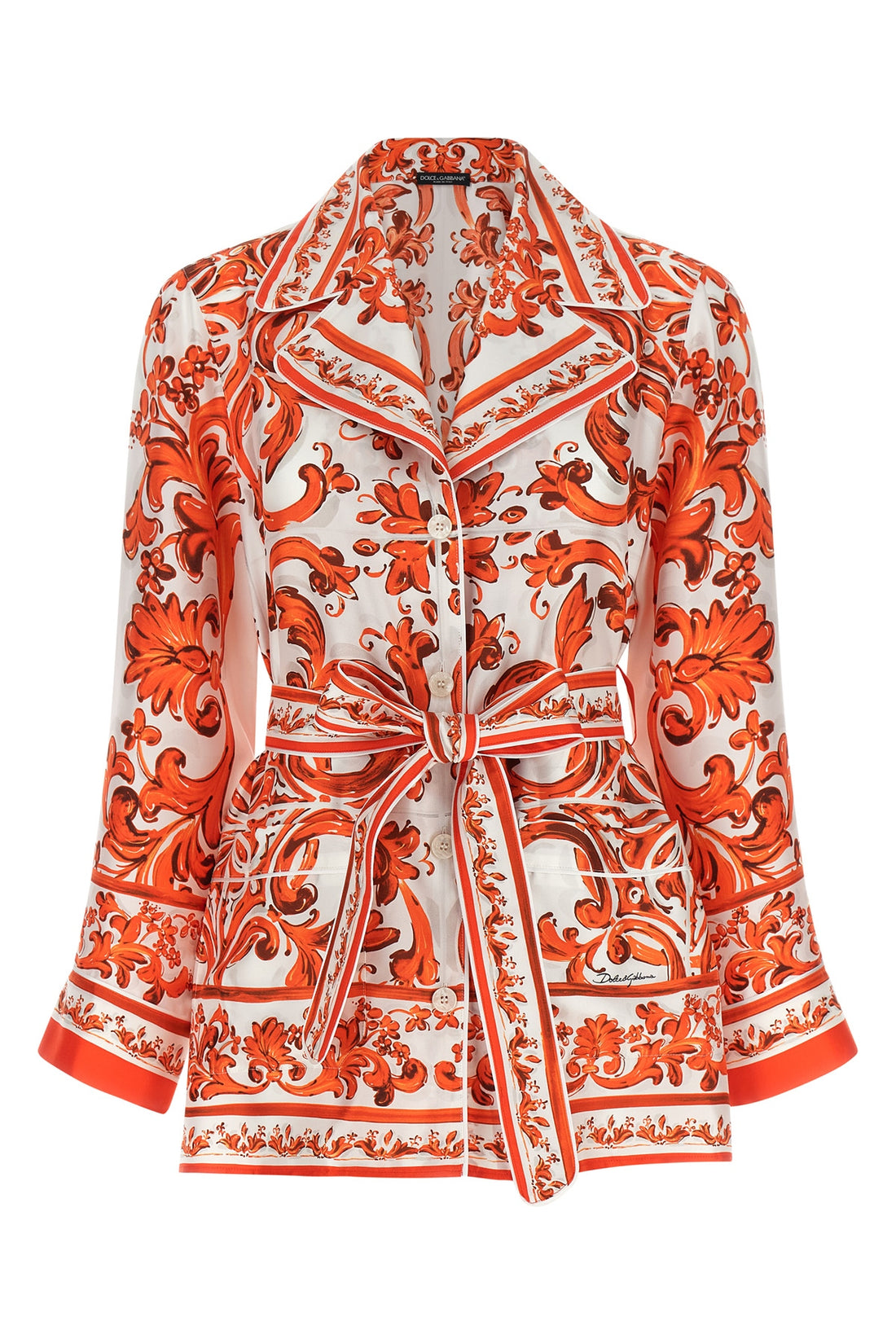 DOLCE &amp; GABBANA 40 maiolica print fine silk shirt