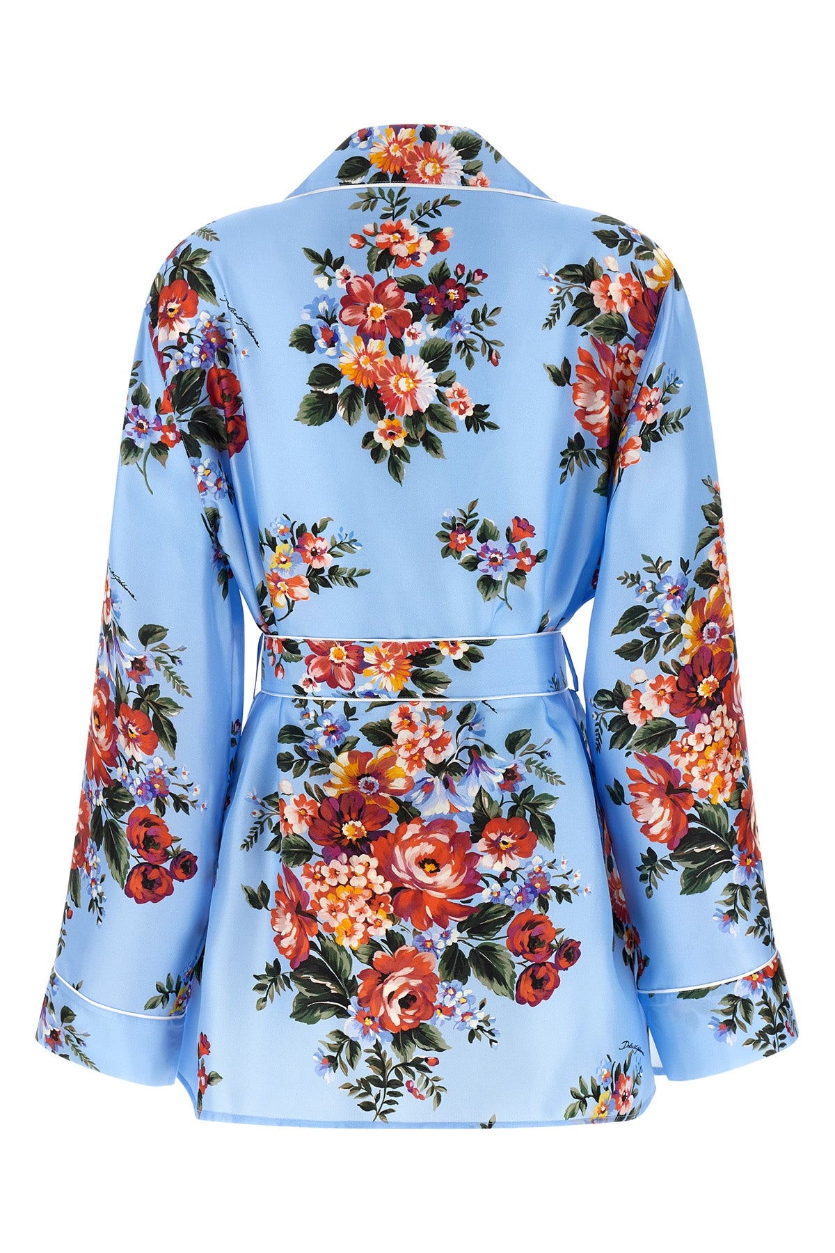 all-over mazzo di fiori print silk twill shirt