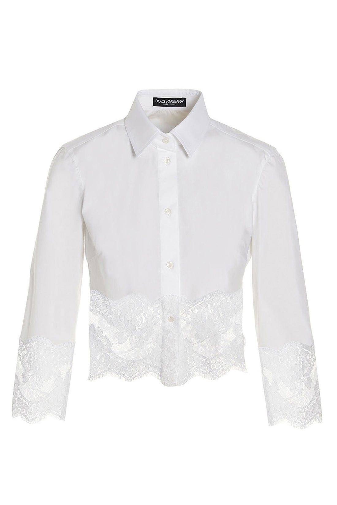 DOLCE &amp; GABBANA 48 cropped cotton poplin shirt