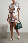 all-over mazzo di fiori print silk twill shirt