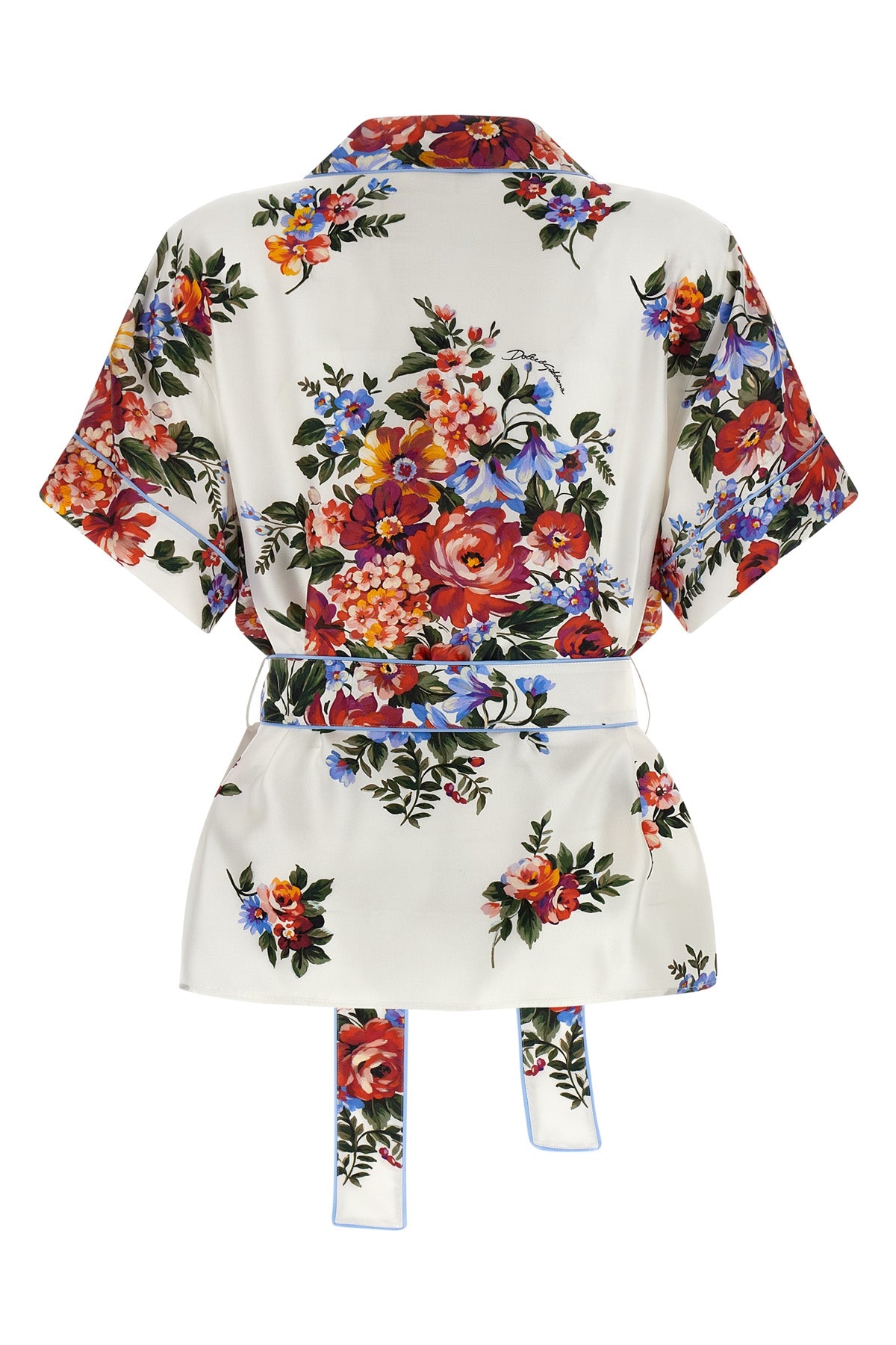 all-over mazzo di fiori print silk twill shirt