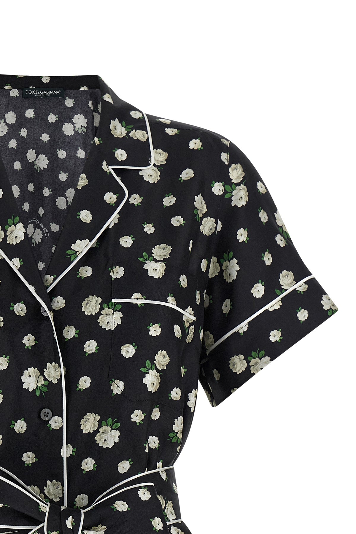 all-over fiorellini print silk twill shirt