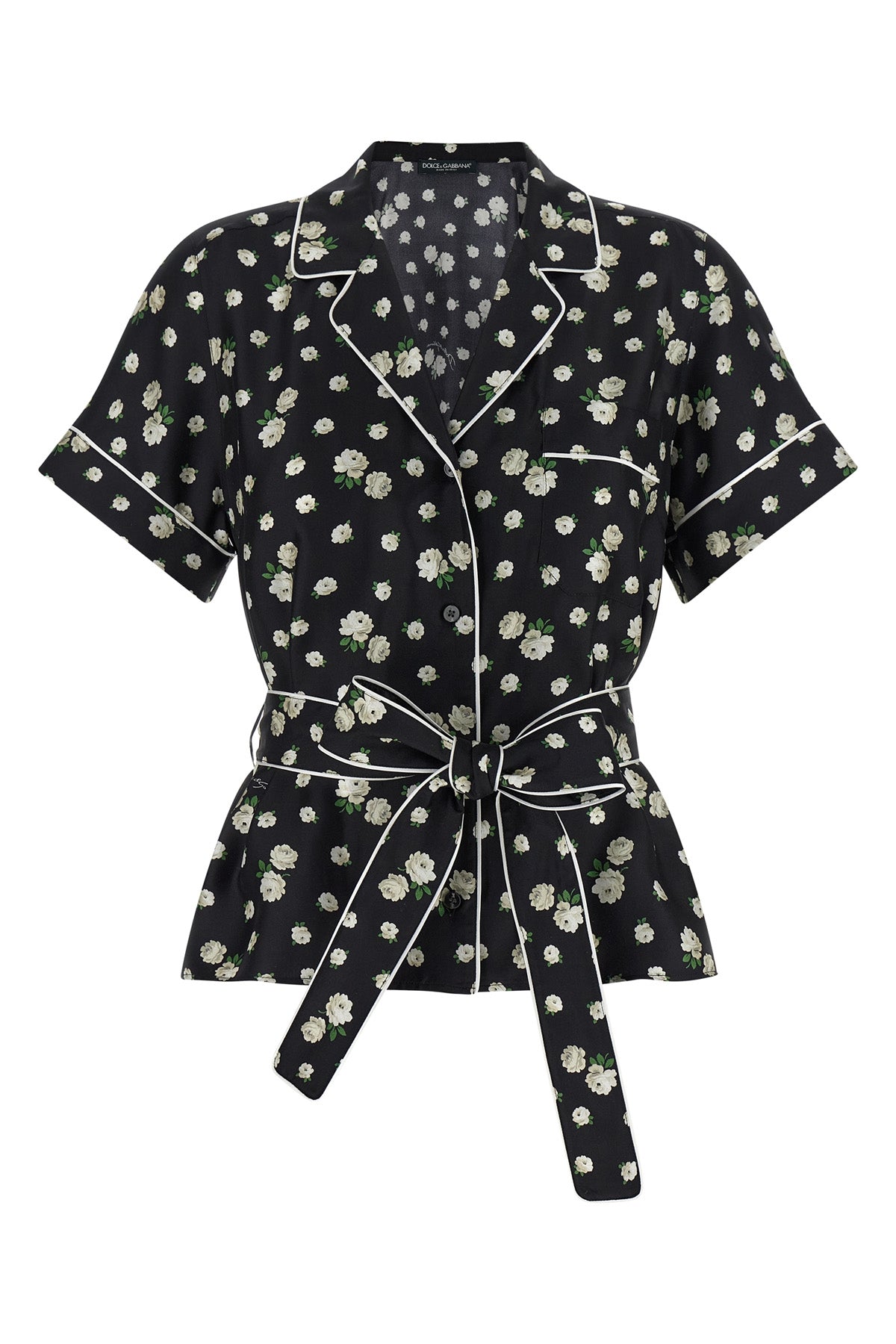 all-over fiorellini print silk twill shirt