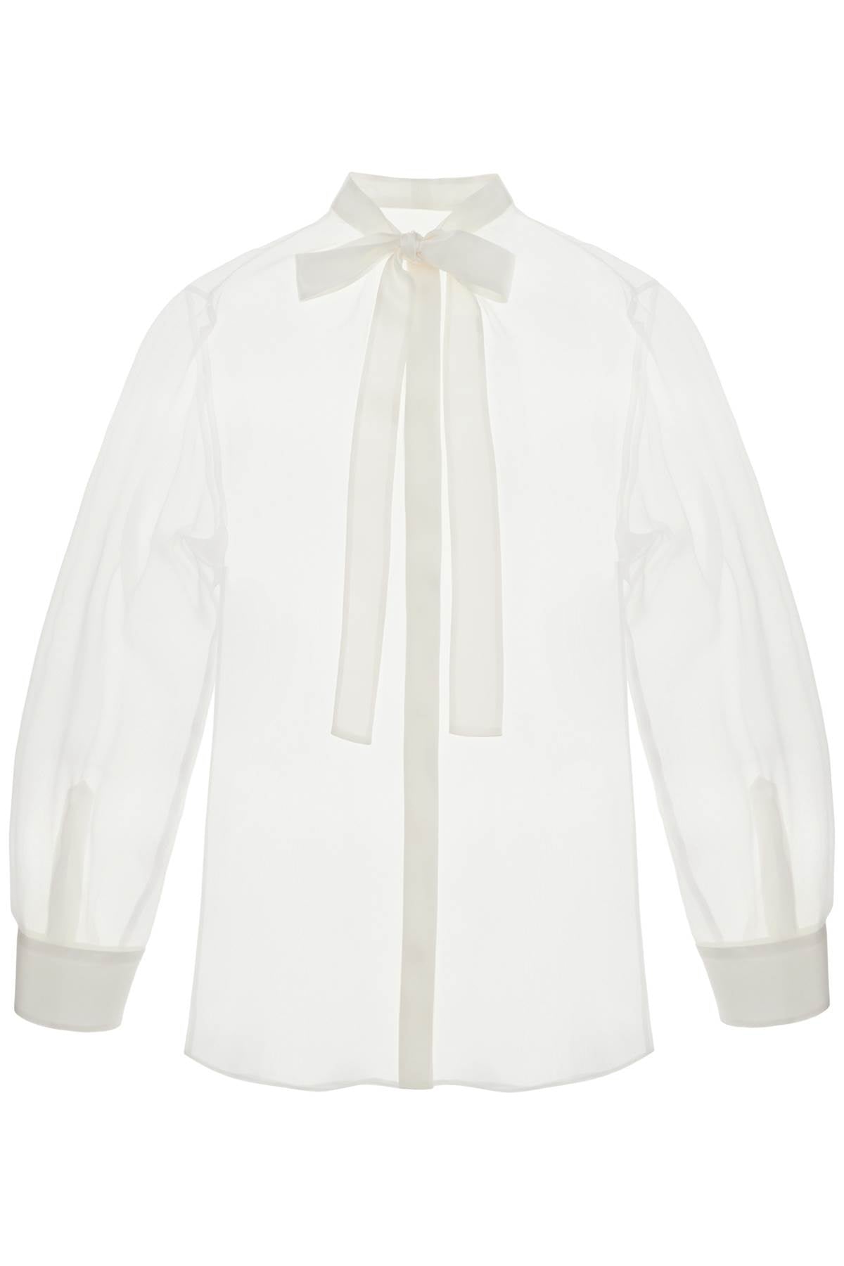 optical white silk shirt with mandarin collar