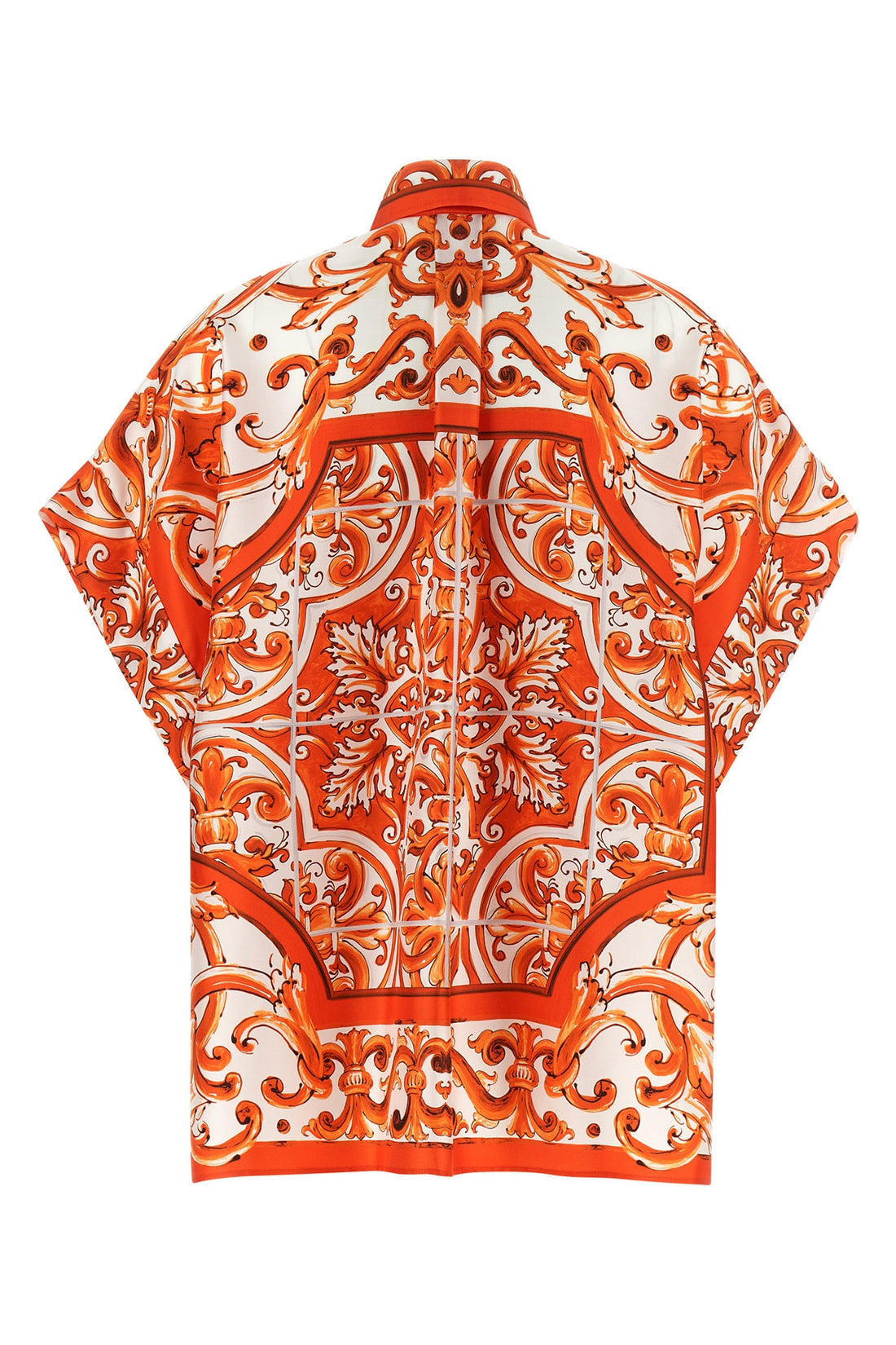 DOLCE &amp; GABBANA 40 all-over maiolica print silk shirt