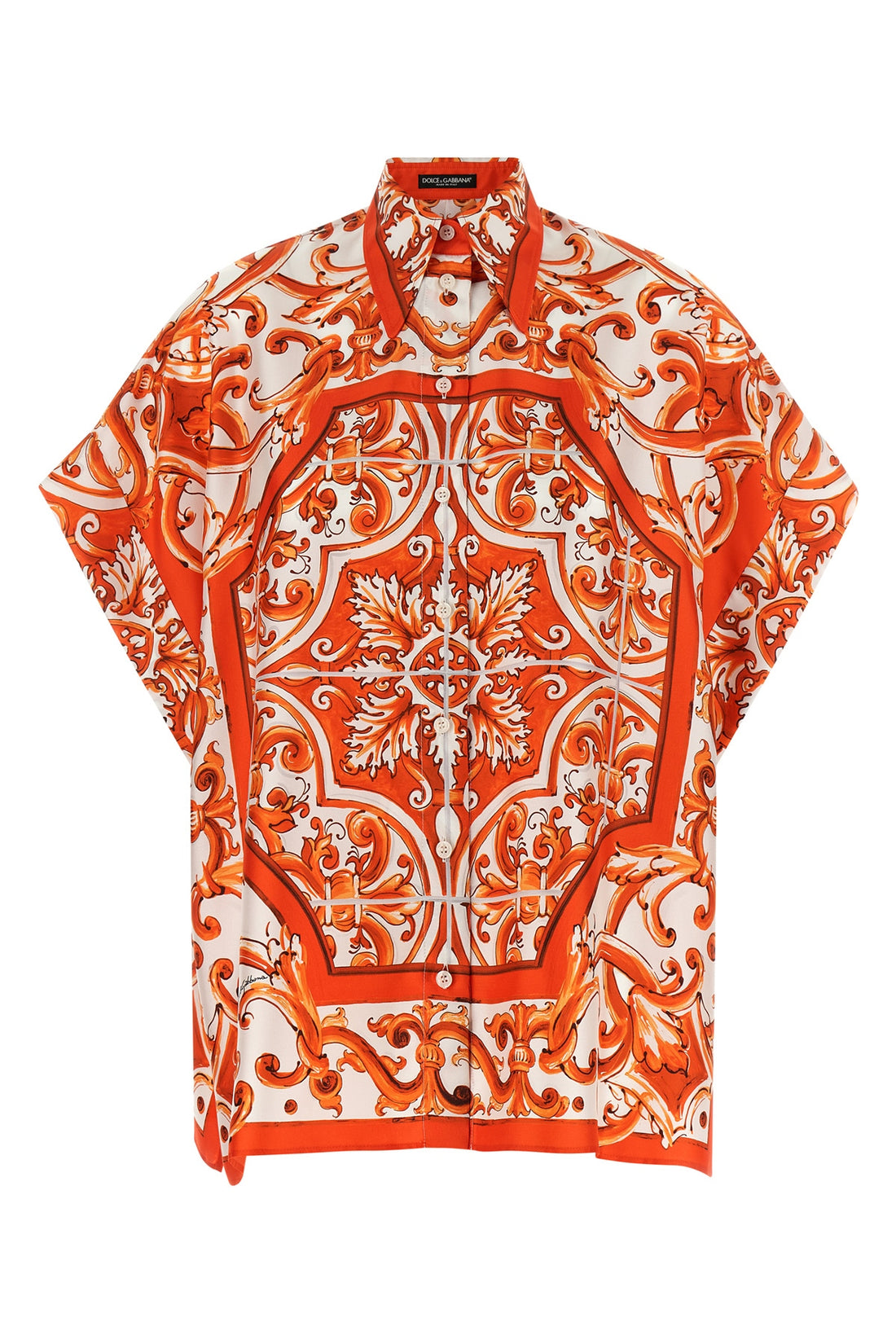 DOLCE &amp; GABBANA 40 all-over maiolica print silk shirt