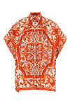 all-over maiolica print silk shirt