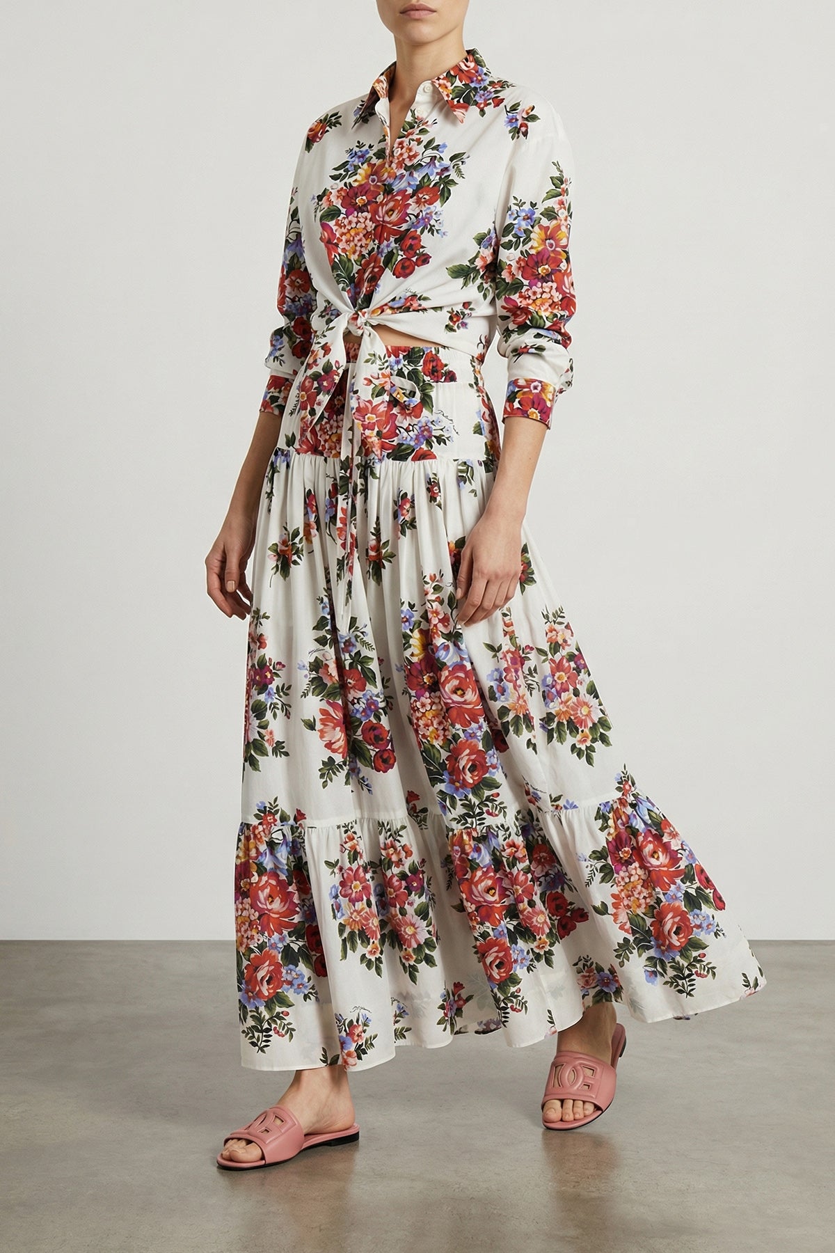 all-over mazzo di fiori print cotton shirt