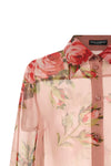 all-over bouquet rose print semi-transparent silk chiffon shirt