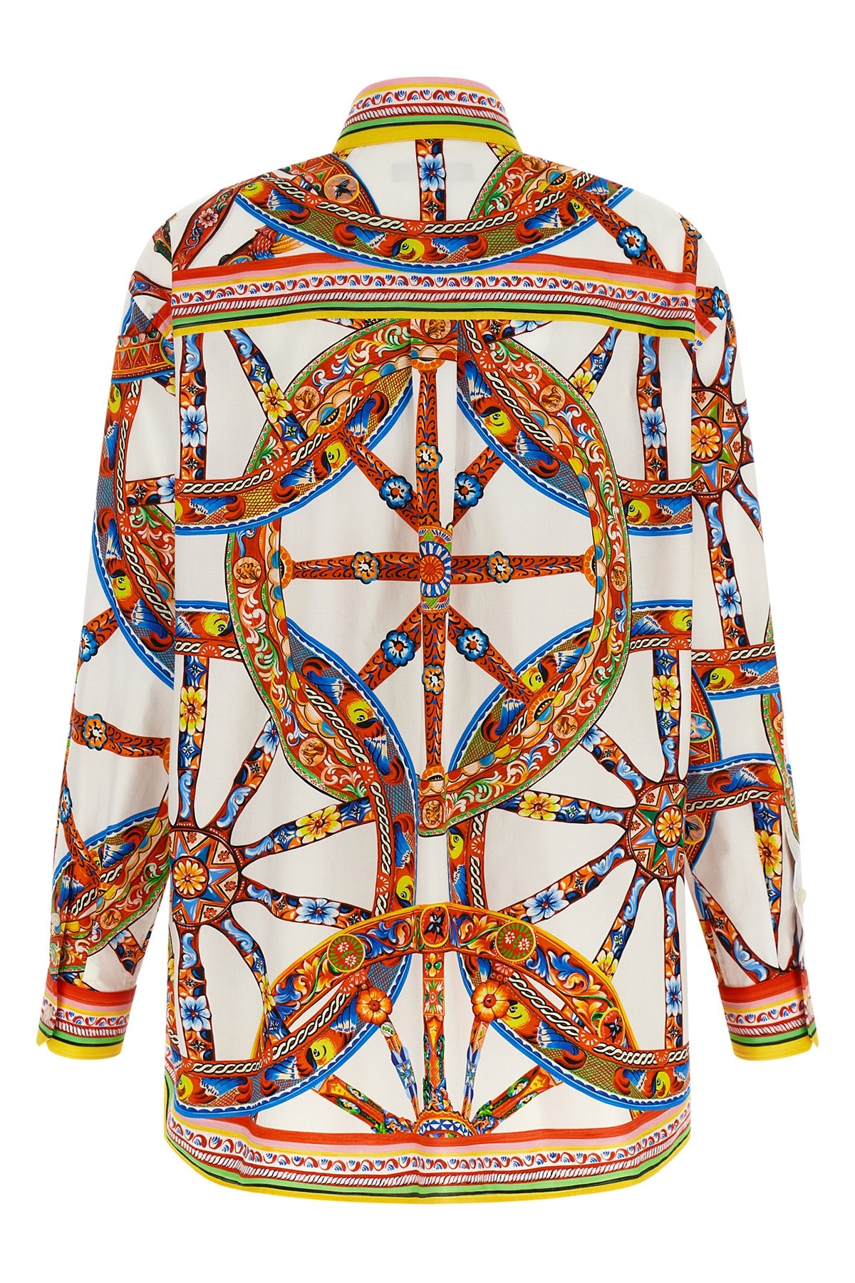 the dolce & gabbana pure cotton shirt stands out for its iconic multicolor print