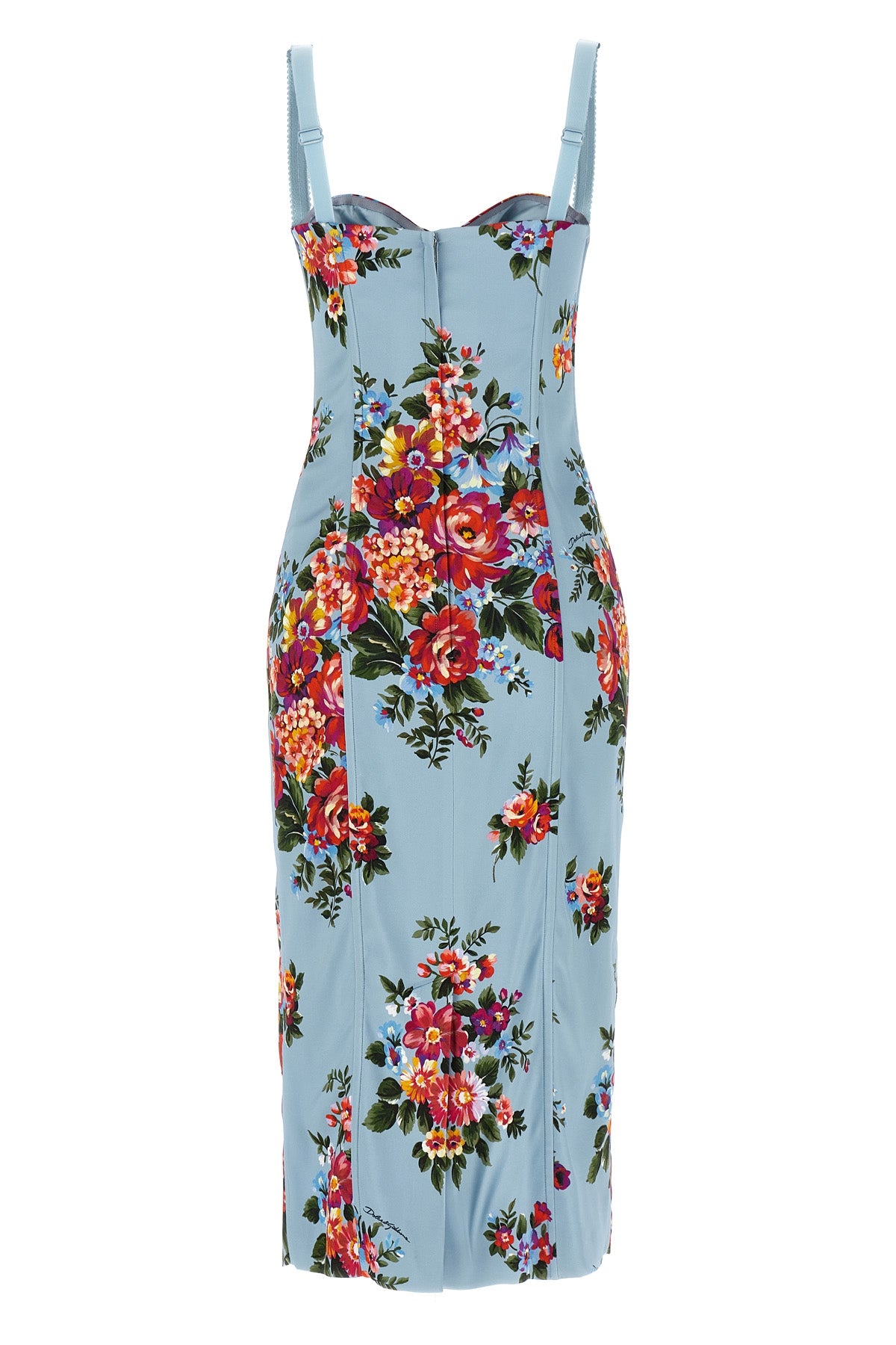 mazzo di fiori print midi dress in stretch satin