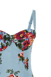 mazzo di fiori print midi dress in stretch satin