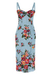 mazzo di fiori print midi dress in stretch satin