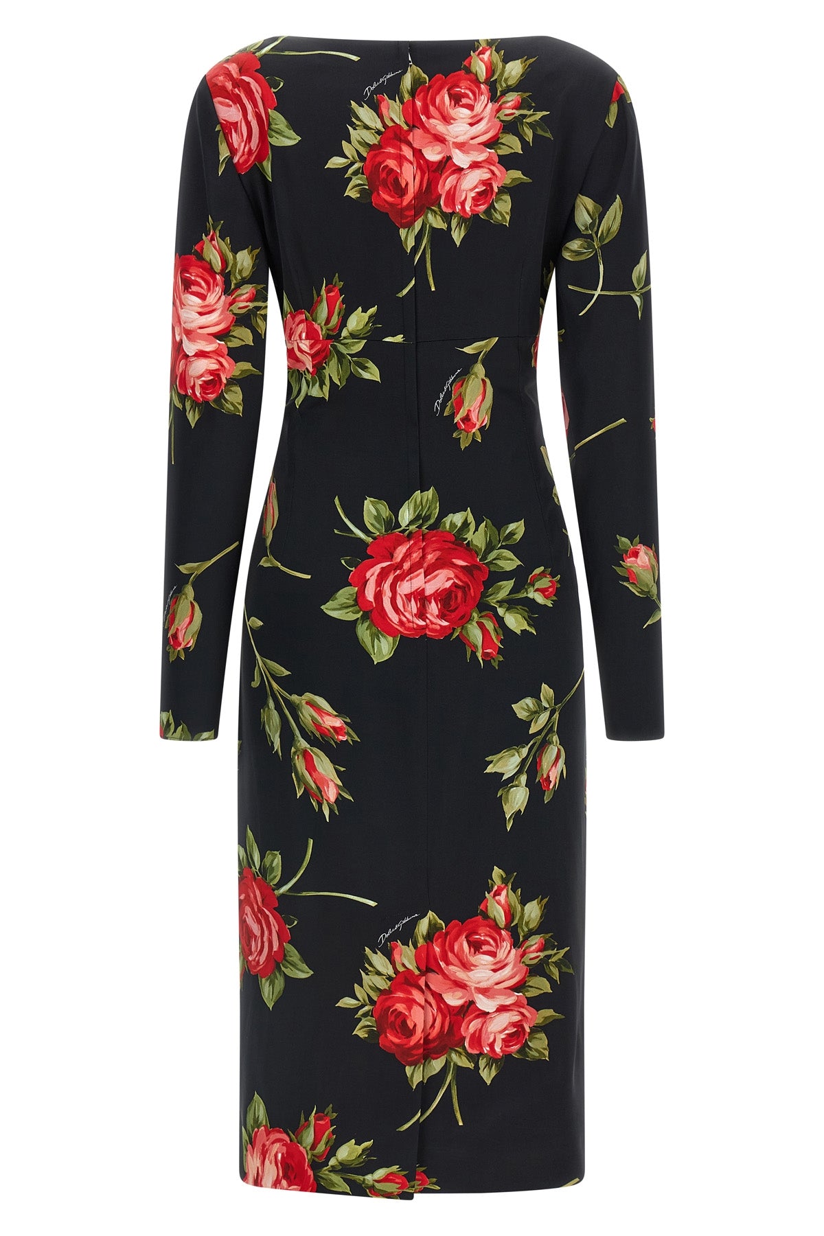 bouquet rose print satin midi dress