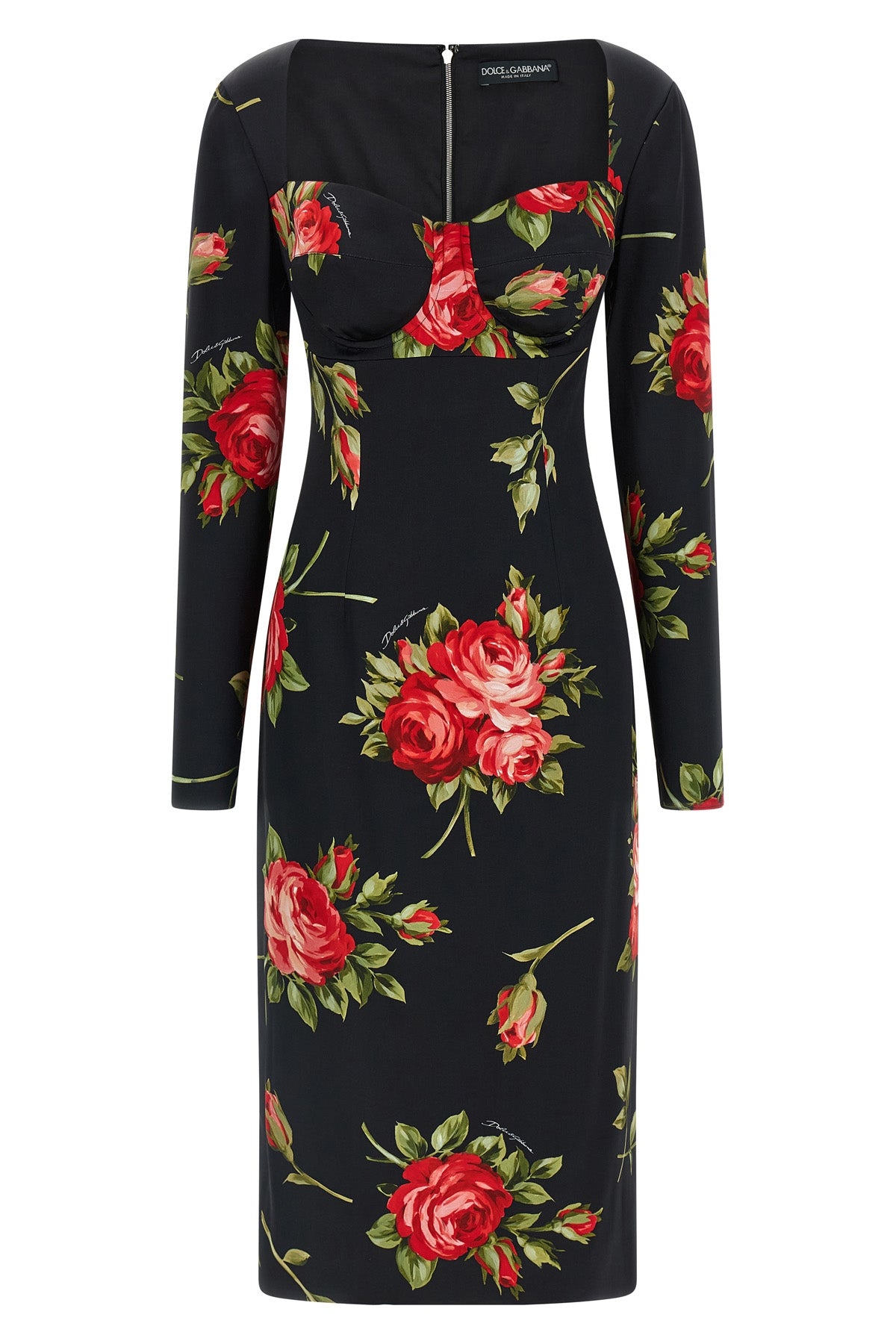 bouquet rose print satin midi dress